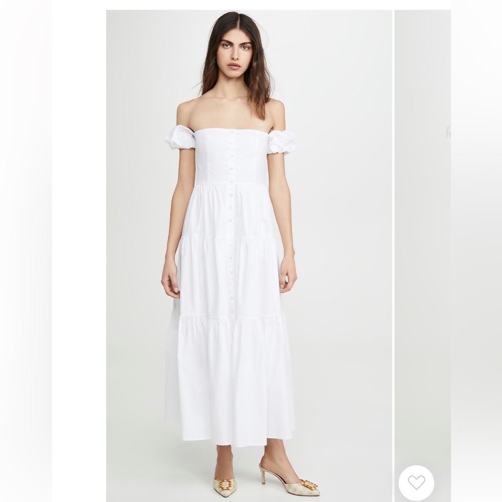STAUD Strapless White Dress